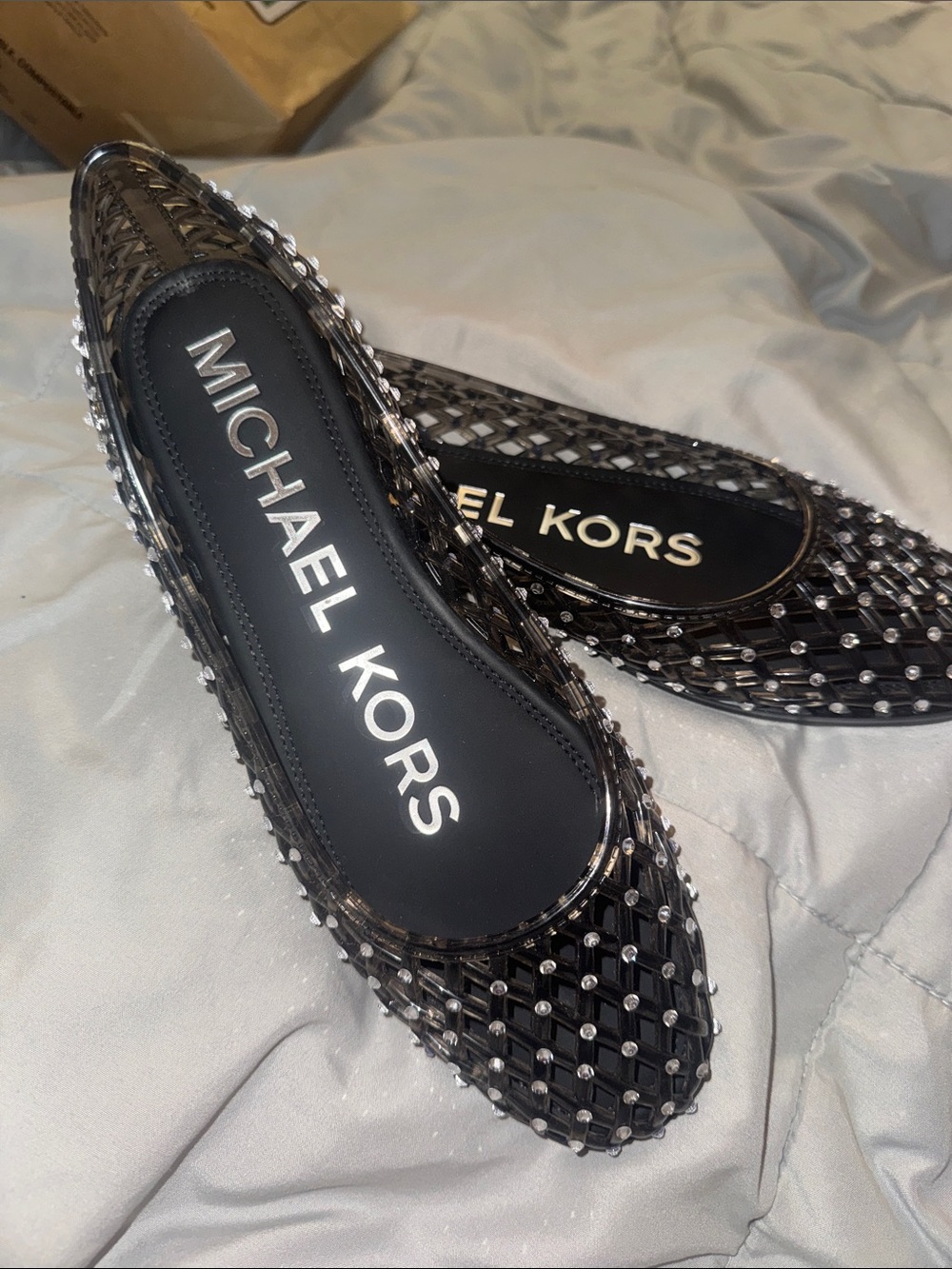 Michael Kors Black Studded Jelly Flats